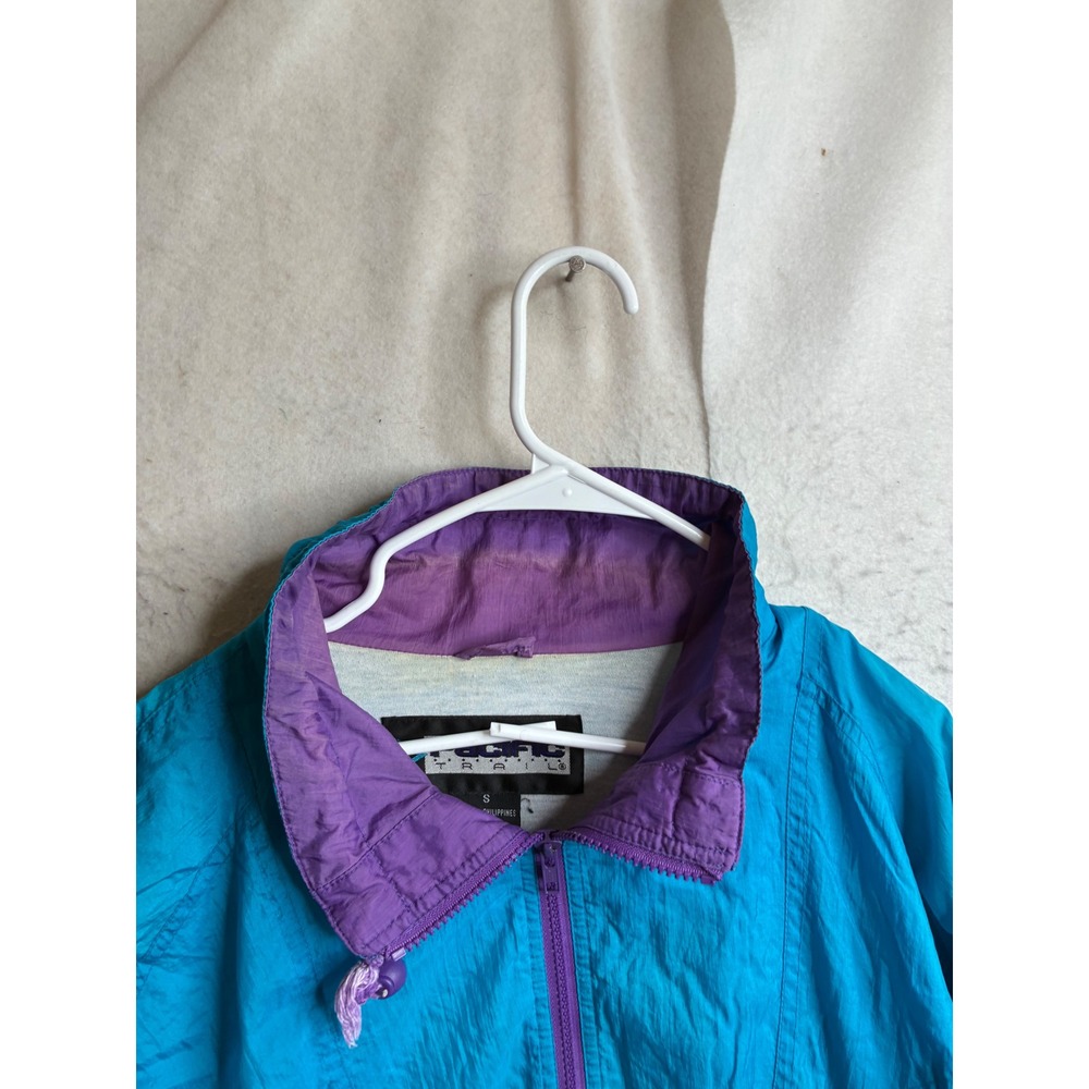 Vintage Pacific Trail Windbreaker Jacket Teal Purple 90s Retro Full Zip Small - Picture 10 of 10